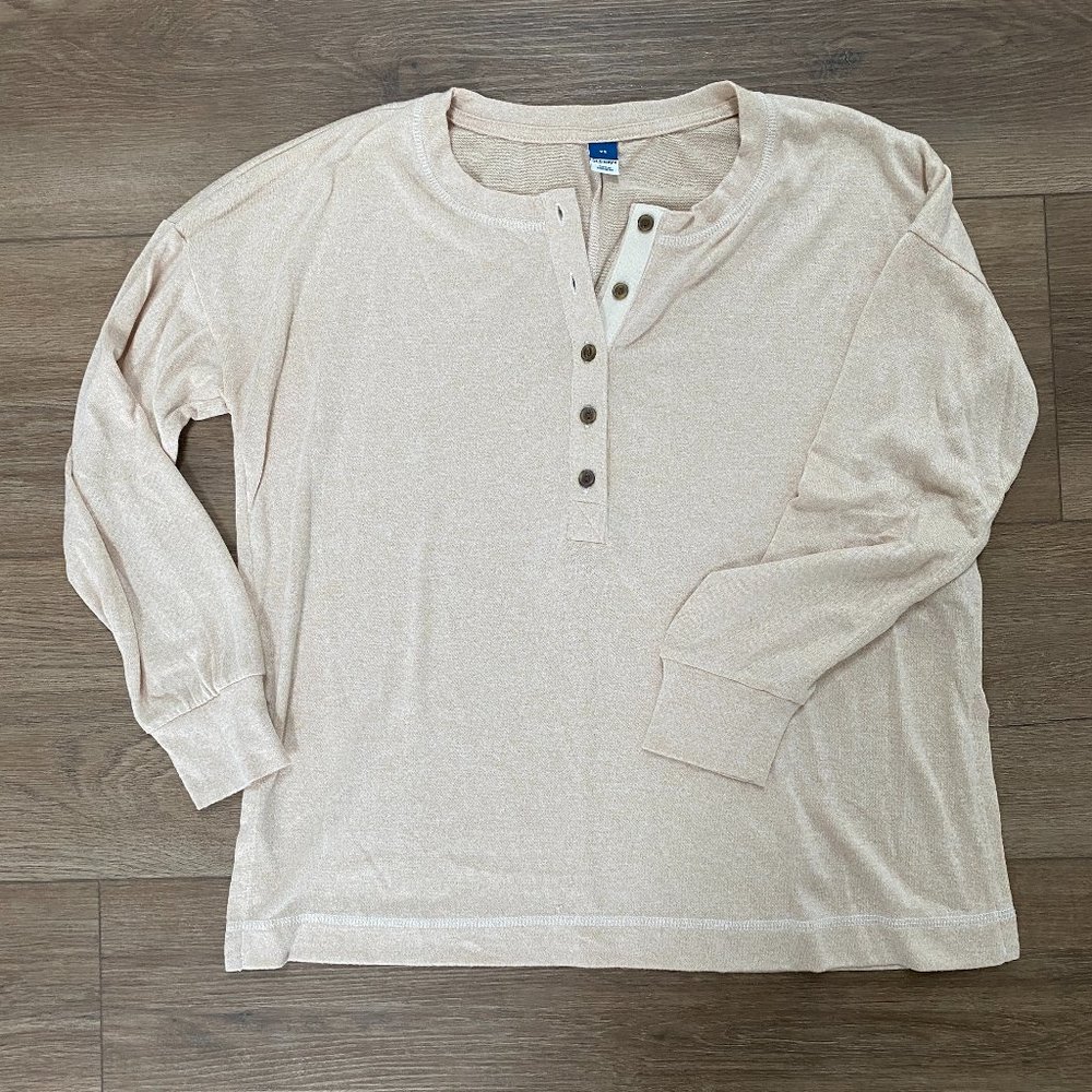 Old Navy Long Sleeve Henley Sweater — XS, Tan